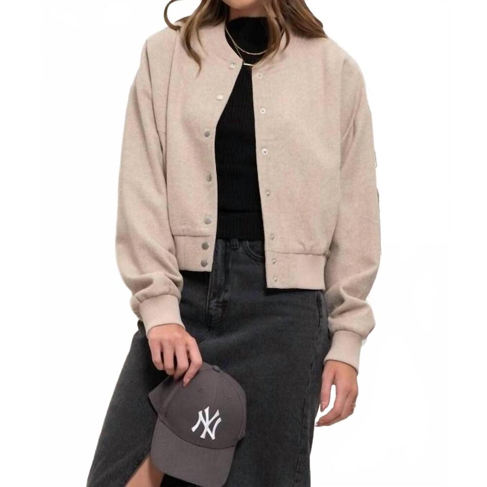 NEW BLU PEPPER solid snap button bomber jacket in camel